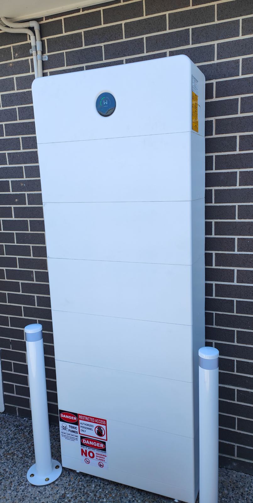 GoodWe battery installed with protective bollards
